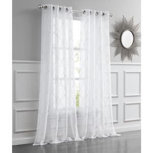 Springfield Contemporary 3D Embroidered Designed With Lurex 54'' x 84'' Single Window Panel in White