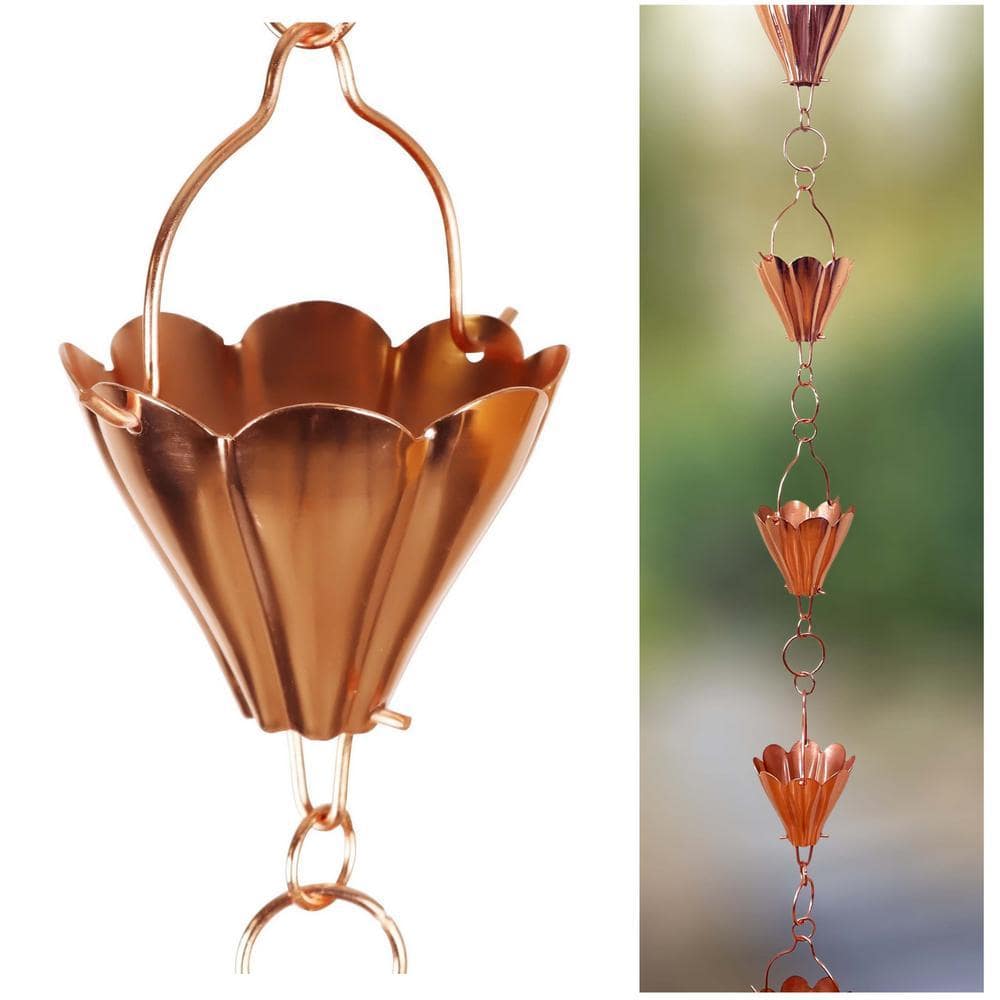 U-nitt 8.5 ft. Copper Plated Natsu Rain Chain 786/5570CP - The