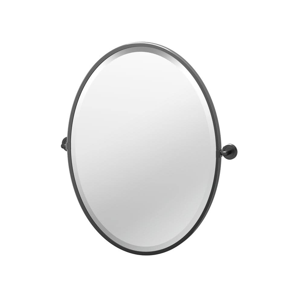 Gatco Latitude 20 5 In W X 27 H Framed Oval Beveled Edge Bathroom Vanity Mirror Matte Black 4249mxf The Home Depot Gatco Latitude 20 5 In W X 27 H, Black Framed Oval Vanity Mirror