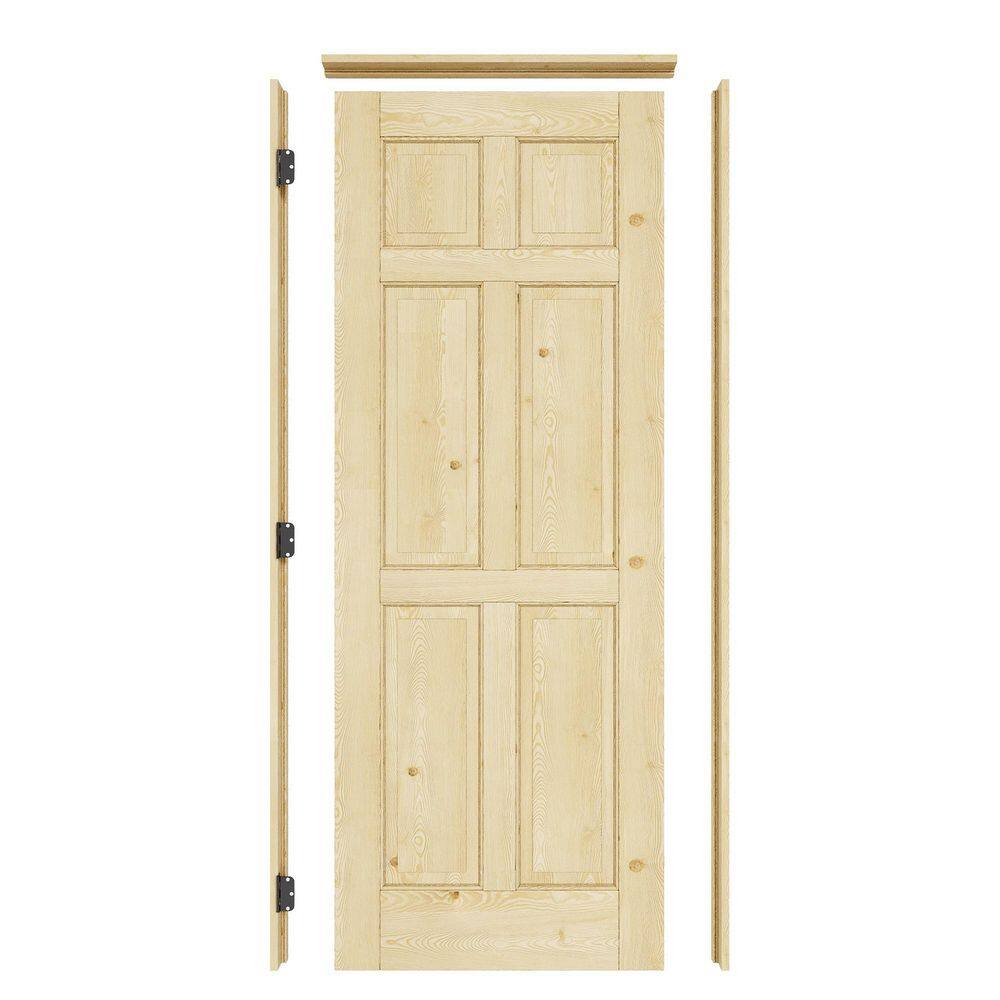 30 in. x 80 in. 6-Panel Right Solid Core Unfinished Pine Wood Single Prehung Interior Door+ Quick Assemble Pine Jamb price history on PriceWatchPro