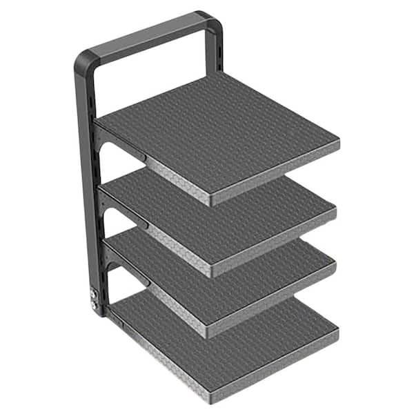 Black 4 Tier Adjustable Heavy Duty Pot and Pan Organizer Rack Kitchen Cabinet Storage Countertop Pot Rack Gray