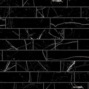 Impero Black 3 in. x 12 in. Marble Look Porcelain Floor and Wall Tile (3.39 sq. ft./Case)