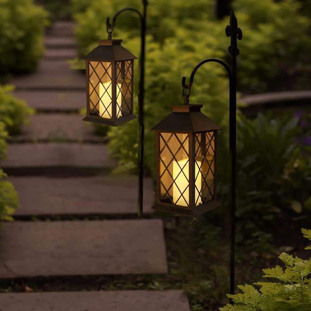 13.5 in. x 5.5 in. Black Plastic Vintage Lantern with LED Candle