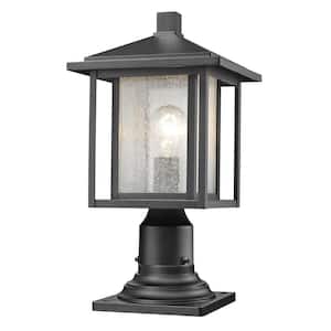 Aspen 16 .75 in. 1-Light Black Aluminum Hardwired Outdoor Weather Resistant Pier Mount Light with No Bulb Included