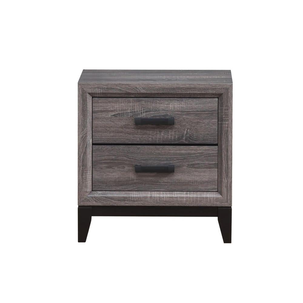 Gray 2 Drawer 24 in. W Nightstand