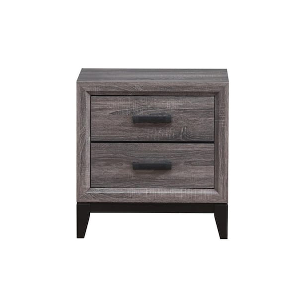 HomeRoots Gray 2 Drawer 24 in. W Nightstand