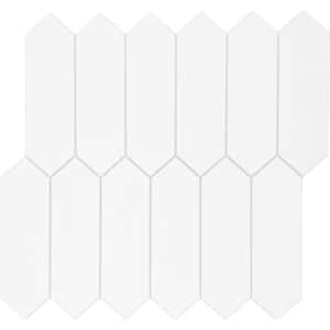 Long Hexagon 12 in. x 11.22 in. Peel and Stick backsplash, Stone Composite Wall Tile, White (10 Tiles, 9.35 sq.ft.)