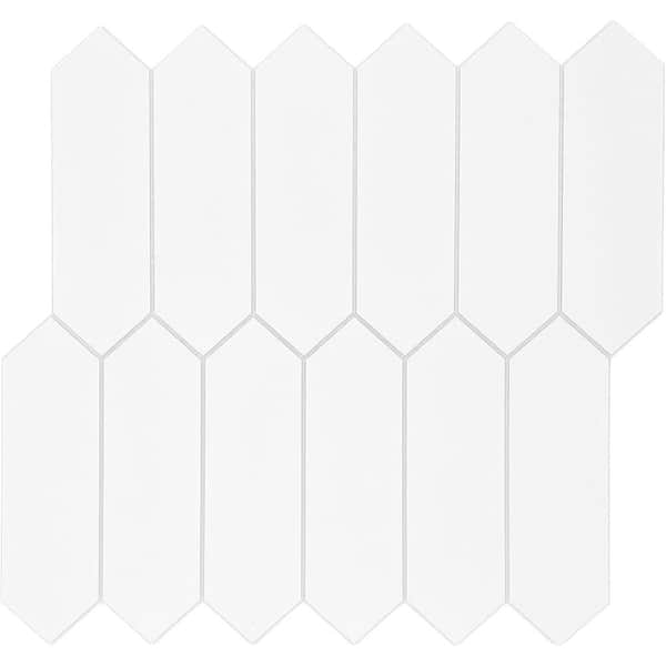 Unbranded Long Hexagon 12 in. x 11.22 in. Peel and Stick backsplash, Stone Composite Wall Tile, White (10 Tiles, 9.35 sq.ft.)