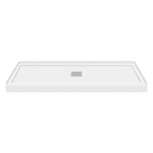Linear 32 in. L x 60 in. W Alcove Shower Pan Base with Center Drain in White