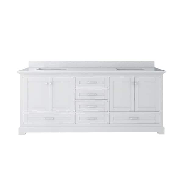 80 in. Freestanding White Bath Vanity with White Cultured Marble Top Assembled