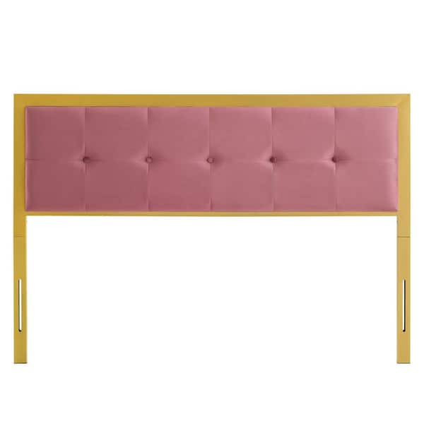 MODWAY Teagan in Gold Dusty Rose Tufted Twin Performance Velvet Headboard