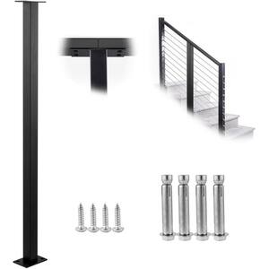 Stainless Stair Handrail 36 in. x 1.5 in. x 1.5 in. Cable Railing Post Without Hole Deck Railing with Mount Bracket