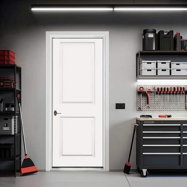 32 in. x 80 in. 2P Sqtp RHIS Primed Composite 20 Min Fire-Rated House-to-Garage Single Prehung Interior Door w/Nkl Hinge