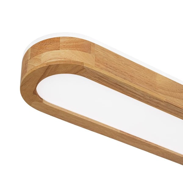 HUOKU Lumin 37.4 in. W 40-Watt Wood Integrated LED Flush Mount