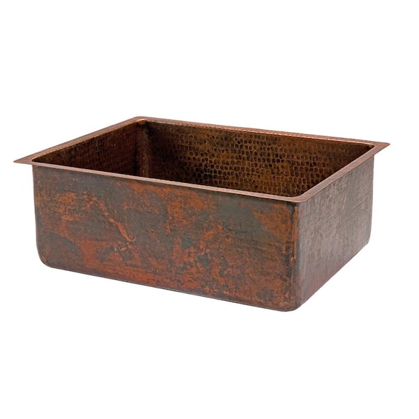 Under Counter/Surface Drop-in undermount Hammered Copper 25 in. 0-Hole Single Bowl Kitchen Sink in Oil Rubbed Bronze