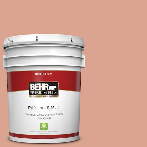 BEHR PREMIUM PLUS 5 gal. Home Decorators Collection #HDC-CT-13 Apricotta Flat Low Odor Interior Paint & Primer