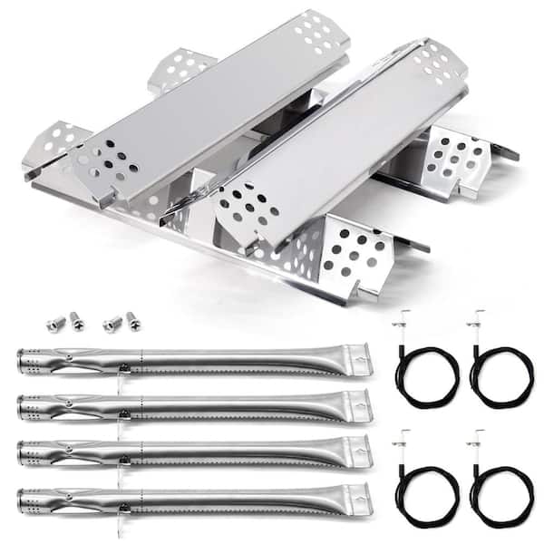 Stainless Steel Grill Heat Plate, Burner Tube and Igniter Replacement Kit for Listed Outdoor Gas Grill Models, 4-Pack