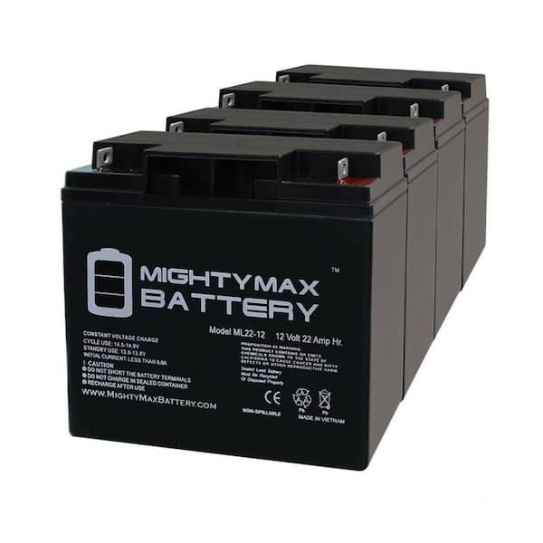 MIGHTY MAX BATTERY 12V 22AH SLA Replaces Pride GoGo SC53 Elite Traveller Plus 3 - 4 Pack