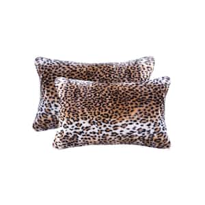 Belton El Paso Leopard 12 in. x 20 in. Faux Sheepskin Decorative Pillow (Set of 2)