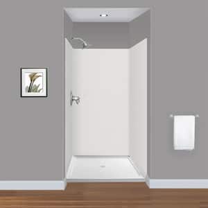 Expressions 36 in. x 36 in. x 72 in. 3-Piece Easy Up Adhesive Alcove Shower Wall Surround in Grey