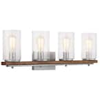 Boswell Quarter 4-Light Galvanized Vanity Light with Painted Chestnut Wood Accents