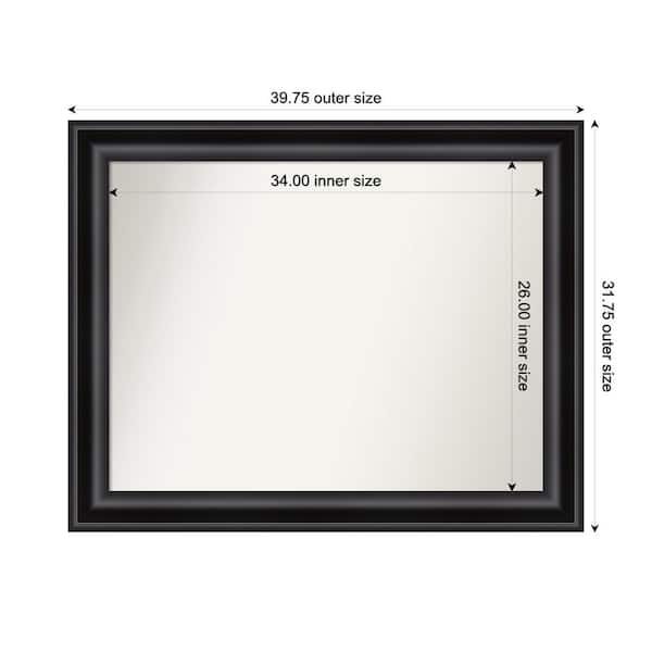Amanti Art Grand Black 39.75 in. W x 31.75 in. H Custom Non-Beveled Recycled Polystyrene Framed Bathroom Vanity Wall Mirror