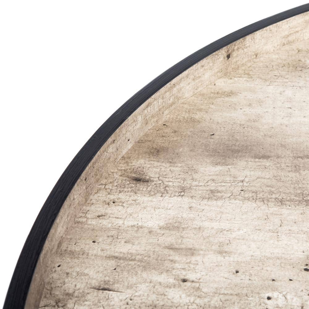 Luxurious 35" Light Grey Round Wood Coffee Table with Tray Top