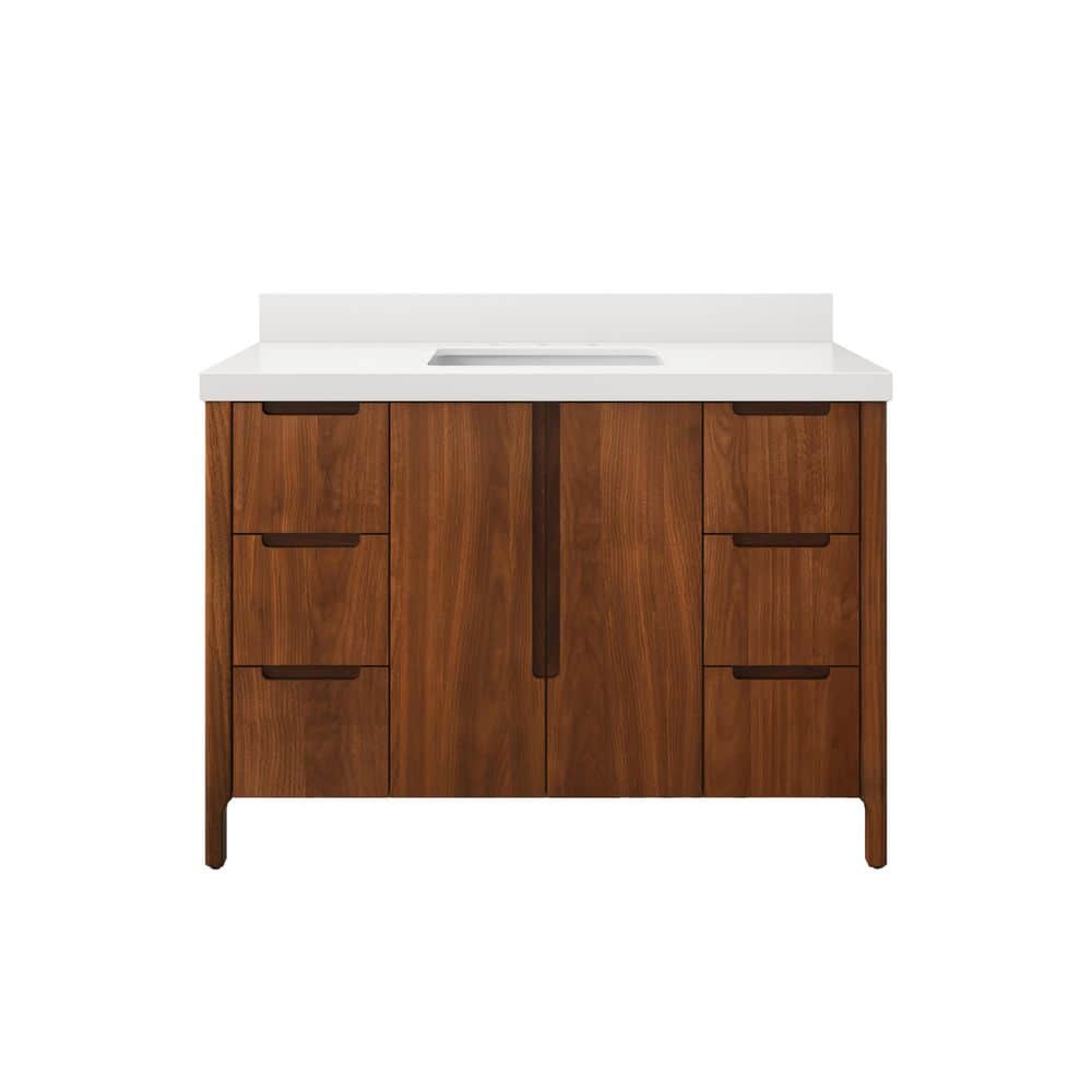Sequoia 48" Noir Juglans Single Sink Vanity with Quartz Top