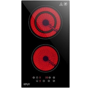 12 in. Built-in Electric Ceramic Glass Cooktop in Black with 2-Burner, Touch Control, Timer and Safety Lock, No Plug
