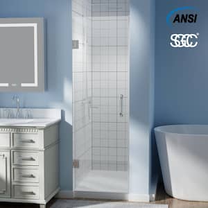 24 in. W x 72 in. H Frameless Pivot Hinged Shower Door in Chrome with Handle and Clear Glass
