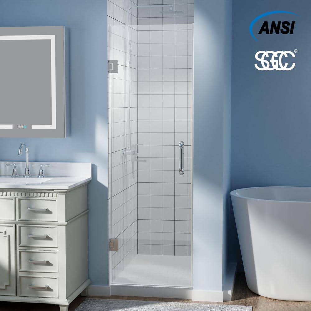 24 in. W x 72 in. H Frameless Pivot Hinged Shower Door in Chrome with Handle and Clear Glass price history on PriceWatchPro
