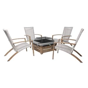 Summer Haven 5-Piece Wicker Patio Fire Pit Chat Set Adirondack Chairs (4-Pack)