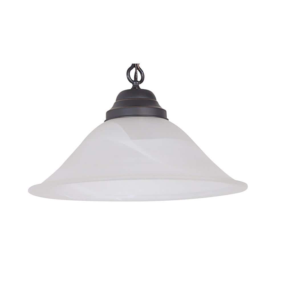 Mini Alabaster Glass & Oil-Rubbed Bronze Pendant Light