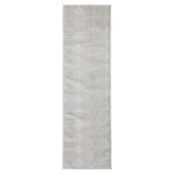 AVERLEY HOME Monticello Gray/White 2 ft. x 8 ft. Modern Geometric Diamond Polyester Indoor Runner Area Rug