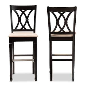 28.3 in. Calista Sand and Espresso Brown Bar Stool (Set of 2)