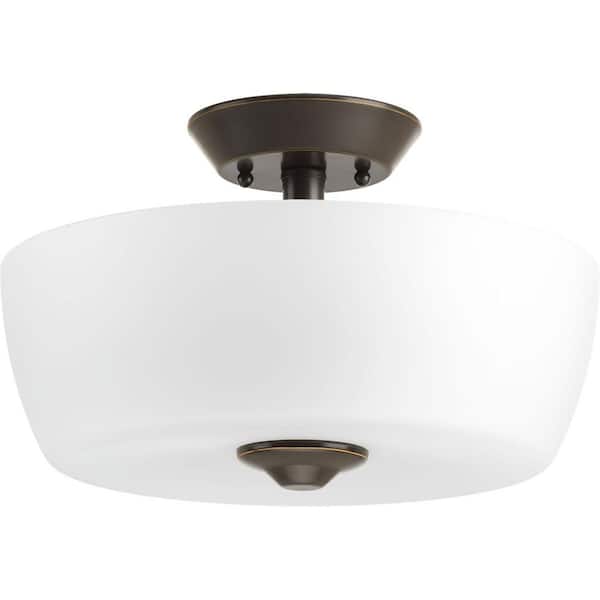 Progress Lighting Leap Collection 2-Light Antique Bronze Semi-Flush Mount