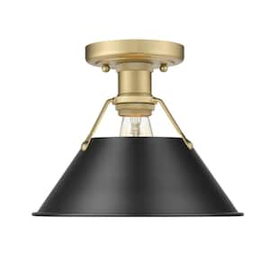 Orwell 10 in. 1-Light Brushed Champagne Bronze and Matte Black Flush Mount