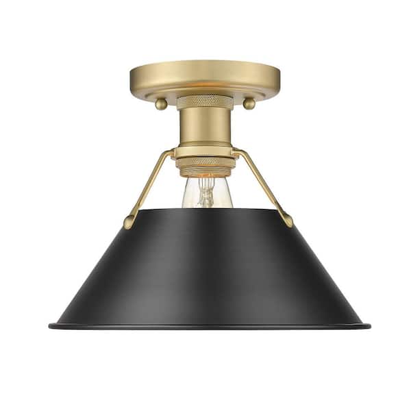 Golden Lighting Orwell 10 in. 1-Light Brushed Champagne Bronze and Matte Black Flush Mount