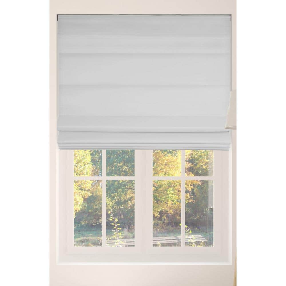 Light Gray Cordless Fabric Roman Shades 22"W x 60"H