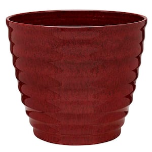 Beehive Medium 14 in. x 11.5 in. 20 Qt. Red Resin Outdoor Planter with Saucer
