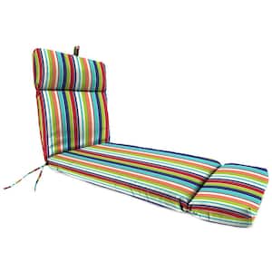 Sunbrella 72 in. x 22 in. Carousel Confetti Multicolor Stripe Rectangular French Edge Outdoor Chaise Lounge Cushion