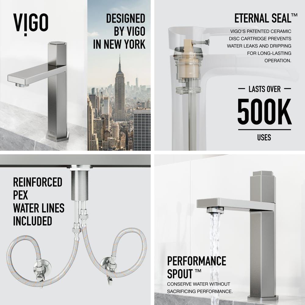 Nova Hexagonal Brushed Nickel Single-Hole Bathroom Faucet
