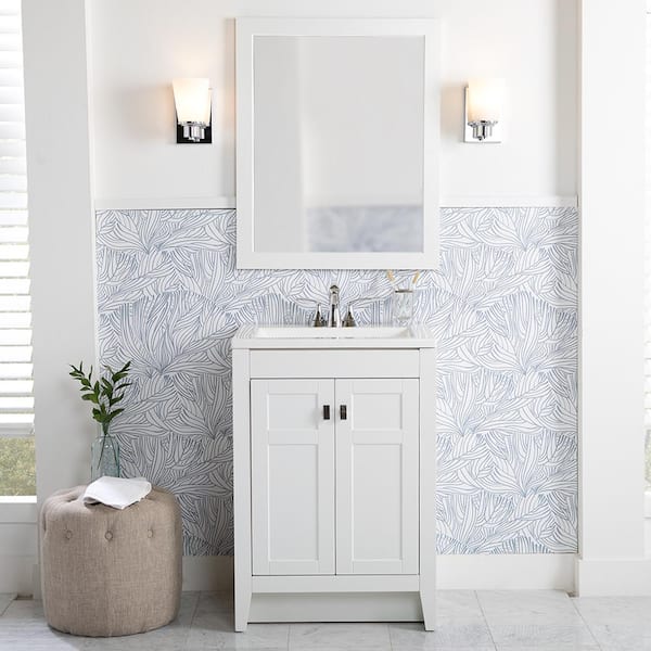 Home Decorators Collection Bladen 25 in. Single Sink White Bath Vanity with White Cultured Marble Top (Assembled)