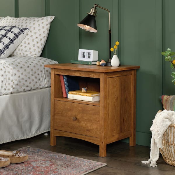 SAUDER Union Plain 1-Drawer Prairie Cherry Nightstand 24.961 in. x 23.307 in. x 18.583 in.