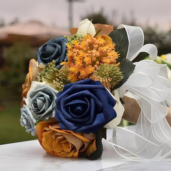 ばらエレガント9 Navy Blue 9 in. Artificial Roses Plant Type Branch Stem for DIY