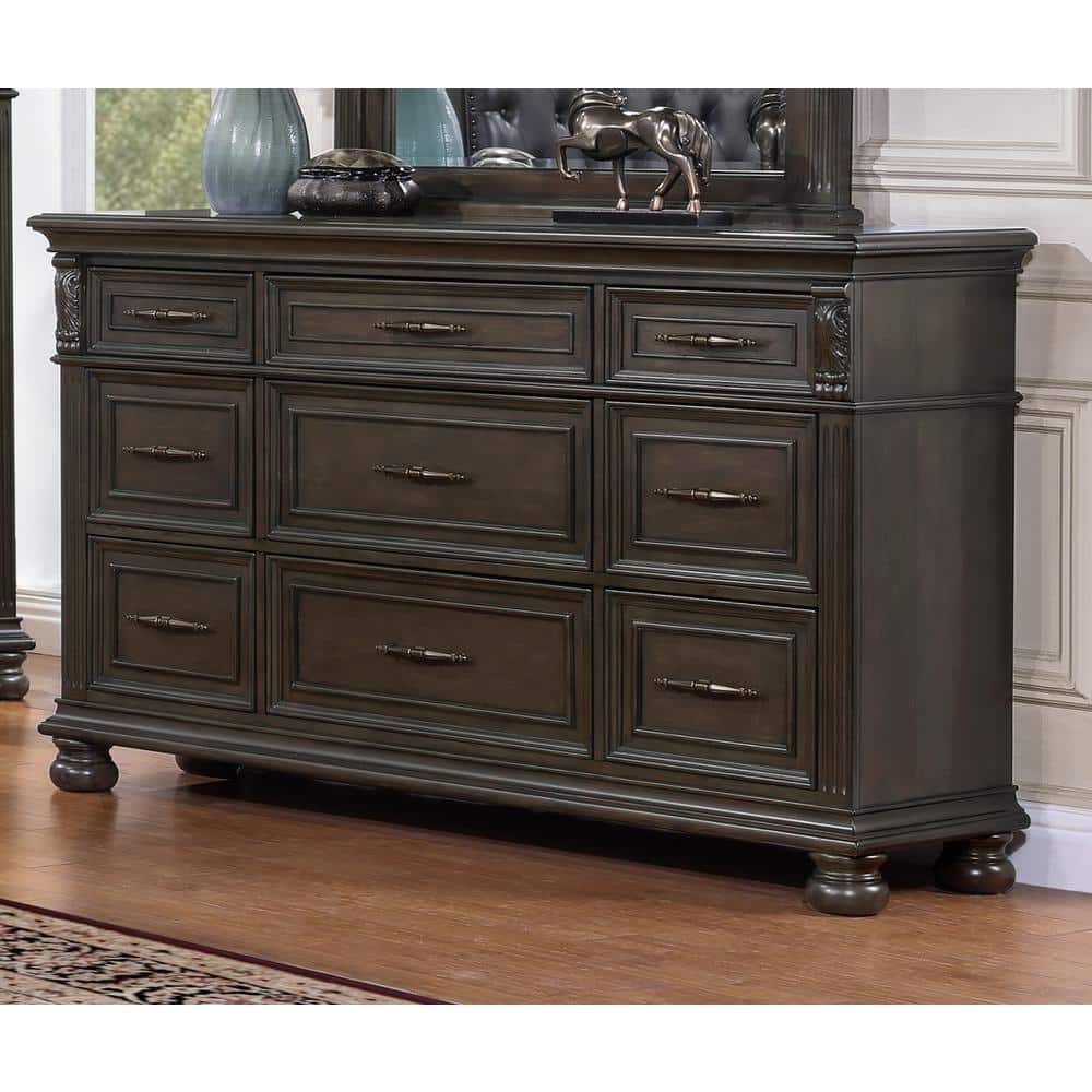 Balboa Walnut Brown 9-Drawer Dresser with Felt Lined Drawers