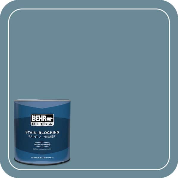 BEHR ULTRA 1 qt. #BIC-22 Relaxed Blue Extra Durable Satin Enamel Interior Paint & Primer