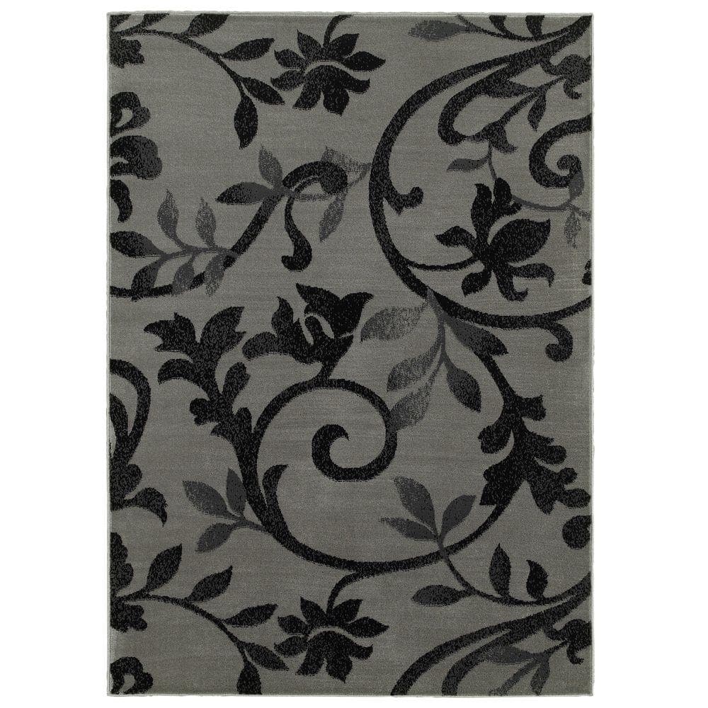 Grace Gray/Black 5 ft. x 7 ft. Plush Indoor Area Rug