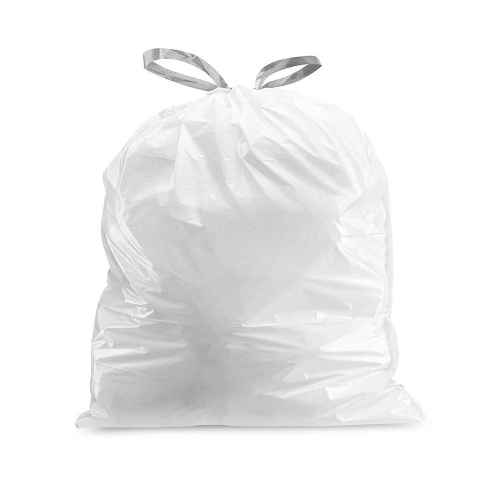 White Tear-Resistant Drawstring Trash Bags, 5.2 Gallon, 100 Count