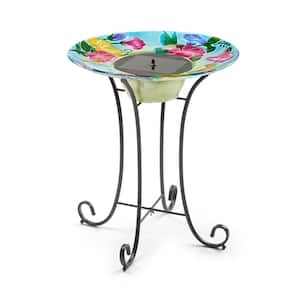 Hummingbird Glass Solar Birdbath